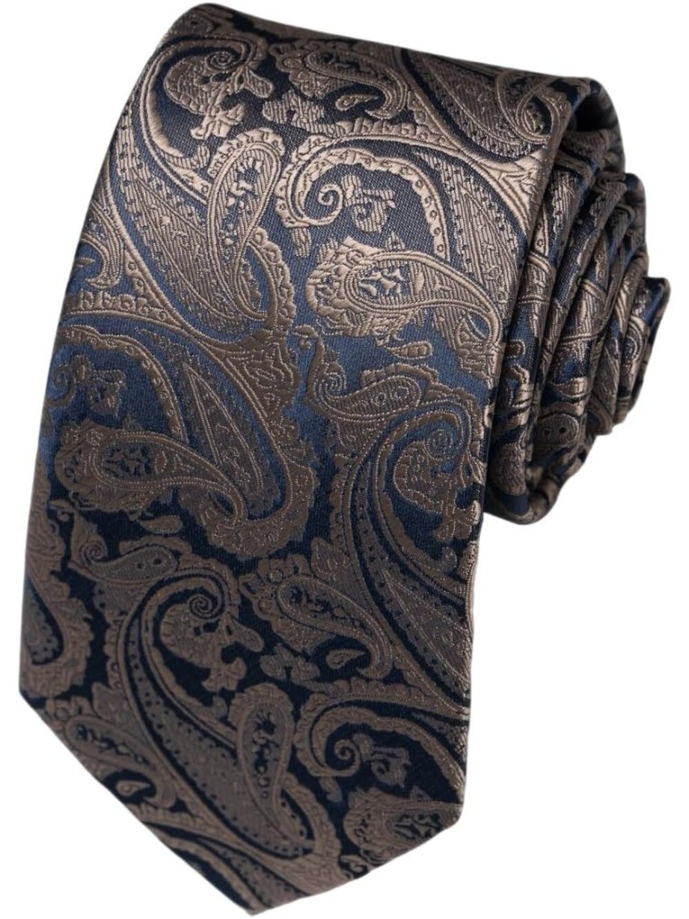 🆕Men Mocha 100%Microfiber Paisley Slim Formal Classic Necktie For Wedding Dress